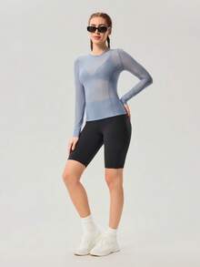 OutZeal 女士户外休闲轻薄半透明弹力长袖T恤 - 藍色 - 查看 3