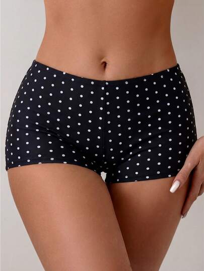 Swim Basics 1pc Women's Polka Dot Print Bikini Bottom, Casual Vacation Swimwear