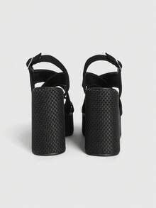 Sugerpunk Women's Thick Sole Sandals, Open Toe Platform Wedge Heels, Fashion Shoes - Black - View 8