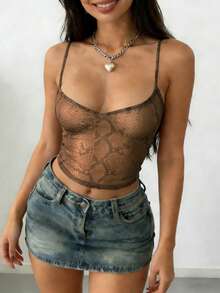 Zyxie 女士 Y2K 蛇纹印花修身短款吊带背心 - 彩色 - 查看 5