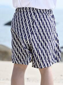 DAZY Men's All-Over Print Drawstring Waist Casual Beach Shorts, Summer - Royal Blue - View 2