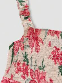 Ceyna Robe longue à volants avec imprimé floral, bretelles spaghetti et buste réglable pour femmes grandes tailles - Multicolore - Voir 6