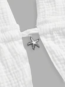 SHEIN EZwear 女士休闲度假两件套，白色，100%纯棉，女士夏季套装 - 白色 - 查看 8