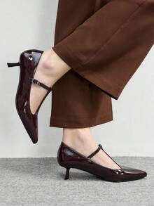CUCCOO BIZCHIC Women's Square Toe Rhinestone Ankle Strap Sandals For Christmas - Coffee Brown - View 5
