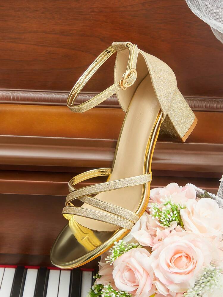 CUCCOO HITCHD Sandales à talons hauts élégantes, charmantes, de mode romantique et douce pour femmes, avec bride brillante et bout carré. Convient pour les rendez-vous, le thé de l'après-midi et les rassemblements