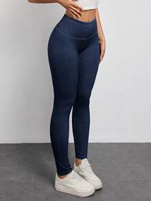 SHEIN PETITE Women's High Waist Slim Fit Versatile Daily Wear Jeans - Dark Wash - View 8