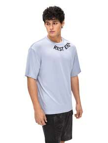 Rest Era Top de pijama para hombres con estampado de letras y unicolor - Púrpura malva - Ver 3
