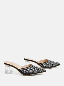 CUCCOO TILAWA Zapatos de tacón alto decorativos para mujer con cristales y rhinestones de vidrio, adecuados para salir, banquetes, fiestas y otras actividades - Negro grafito - Ver 7