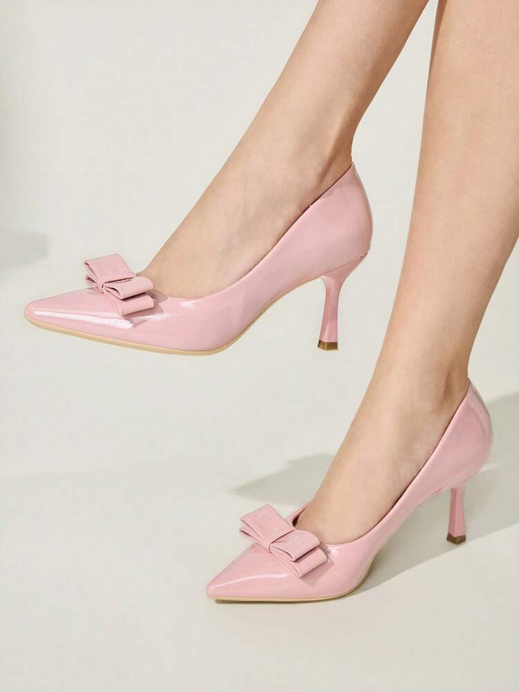 CUCCOO CHICEST 4-Season New Bowknot Pointed Toe Slim Heel Mid-Heel Elegant Commuter Style Simple Comfortable Green Patent Leather Women's High Heel Pumps, Suitable For St. Patrick's Day, Christmas, Date, Afternoon Tea, Workplace Chic Elegant Shoes Wedding Shoes Summer Shoes Bride Shoes