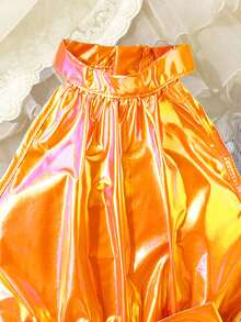 SHEIN Girls' Casual Holographic Laser Jumpsuit, Suitable For Outings And Dates - Multicolor - View 3