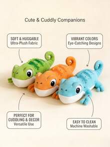 POKOJA LAND Juguete de peluche realista de camaleón, apariencia de camaleón simulada, opciones de color verde, azul y naranja, tela suave, almohada decorativa para el hogar, es un regalo de cumpleaños y sorpresa para Halloween, Pascua, Acción de Gracias, Día del Niño y otros días festivos - Multicolor - Ver 3