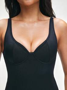 SHAPORA 1 bộ áo tắm liền thân màu đen kèm áo ngực có gọng nâng đỡ vòng một. - màu đen - Xem 6