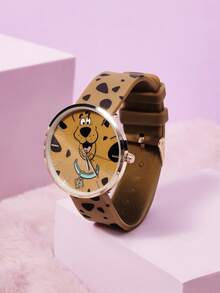 SCOOBY-DOO X SHEIN Cute Brown Spot Cartoon Print Silicone Watch 2026 New Casual Quartz Wristwatch - Brown - View 1
