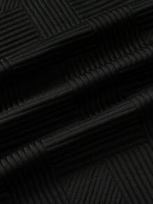 Officeau Men's Spring & Autumn Casual Polo Shirt With Collar & Zipper | Herringbone Jacquard Knit, Sweatshirt Silhouette, Essential For Vacation & Everyday Casual Wear, Great Valentine's Day Gift For Boyfriend (Note: European & American Sizes Run Large, Choose One Size Down Based On Your Body Type) - Black - View 5