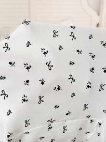 Moonlight&Mama 花卉蝴蝶结印花女士睡衣套装，短袖V领蕾丝边，柔软舒适，孕妇睡衣两件套 - 白色 - 查看 8