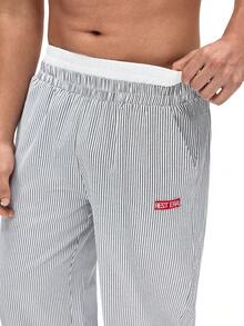 Rest Era Men's Striped Casual Lounge Pants - Black and White - View 6