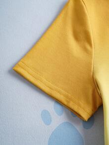 SHEIN | PAW Patrol Young Boys' Cute Cartoon 3D Puppy Chase Print Ombre Blue Loose Fit Round Neck Short Sleeve T-Shirt - Yellow - View 4