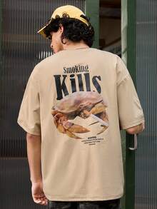 Open Phase 1pc Men's Streetwear Hoodie, Loose Casual Versatile Peppy Lettering Graphic Sweatshirt With Rivet Decor, Youthful Everyday Wear, Long Sleeve Top Spring To Summer Summer Outfits,Suitable For Everyday Wear,Relaxed Fit ,Summer Holiday Outfits , Retro American, Unisex, Relaxed Fit Summer Outfits – Suitable For Everyday Wear And Summer Holiday Outfits. - Apricot - View 1