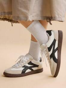 CUCCOO EASI 女士时尚百搭休闲平底鞋 - 白灰pu - 查看 1