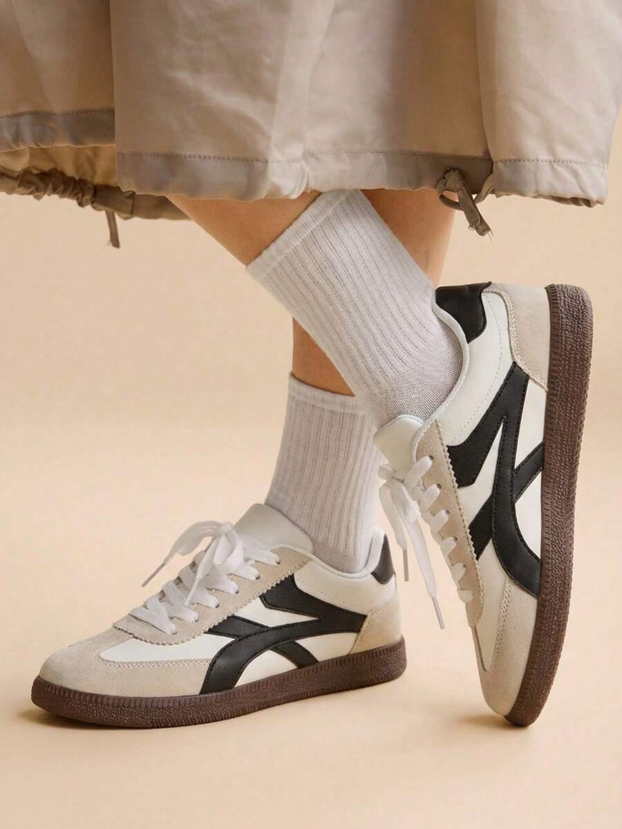 CUCCOO EASI 女士时尚百搭休闲平底鞋 - 白灰pu - 查看 1