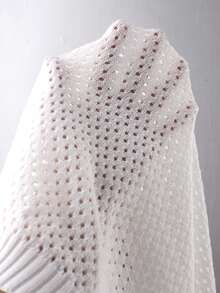 Manfinity RSRT Men's Summer Casual Vacation Coconut Tree Pattern Front Button Hollow Knit Top - White - View 3