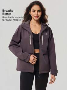 OutZeal Women Water-Resistant Front Zip Pocket Hooded Outdoor Jacket Hiking Camping - Purple - View 4