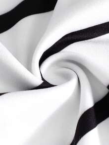 Tween Girls' Striped Crew Neck Casual Versatile Daily Wear Top - White - View 4