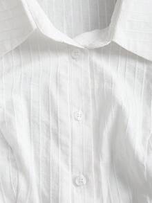 Sweetra 羊腿袖修身短款衬衫，学院风白色女式衬衫，春夏款 - 白色 - 查看 4