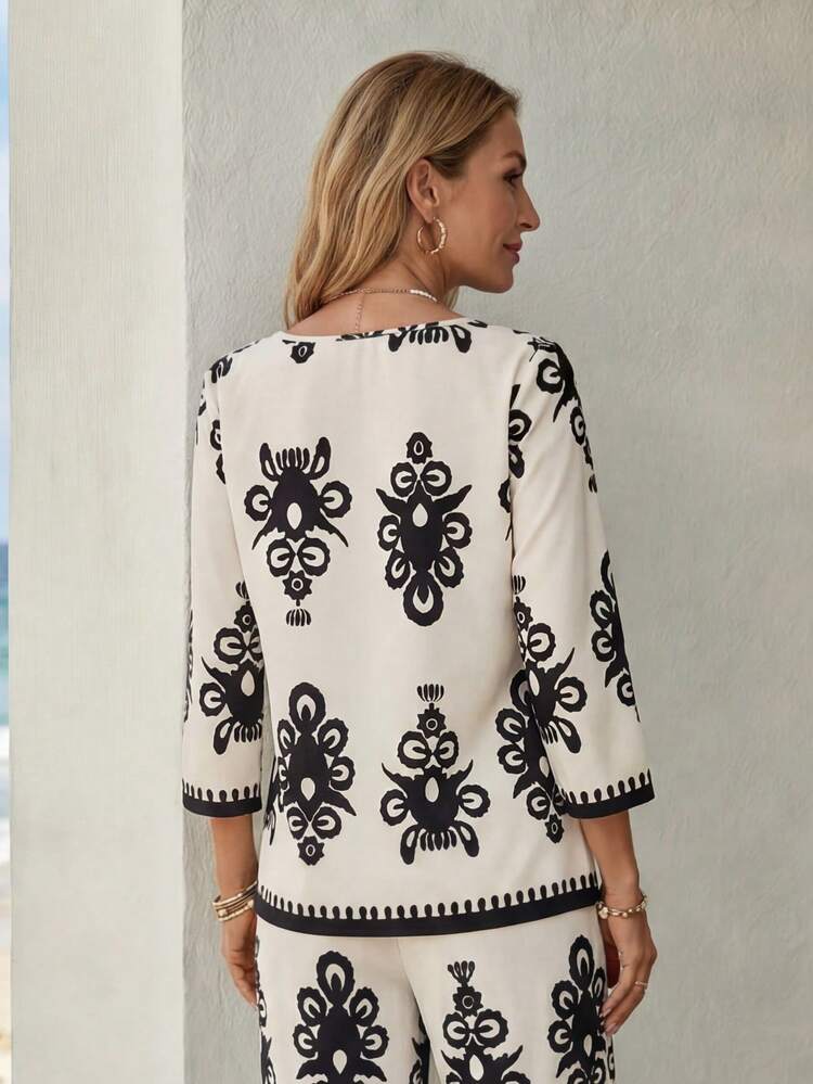Women's Vacation Casual Retro Printed Shirt