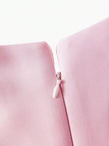 ZEYLAH 对比色蕾丝不对称下摆连衣裙 - 粉色 - 查看 3