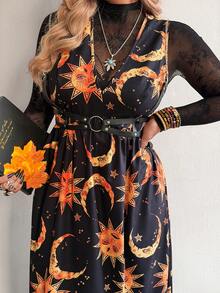 Whyspr Đầm đen tối giản dễ thương in kỹ thuật số - màu đen - Xem 5