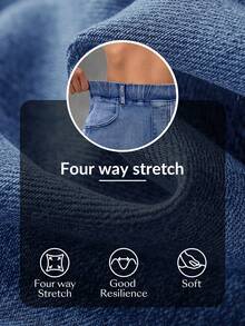 Flexra Shorts vaqueros casuales de corte slim para mujer, apropiados para el verano - Azul - Ver 8