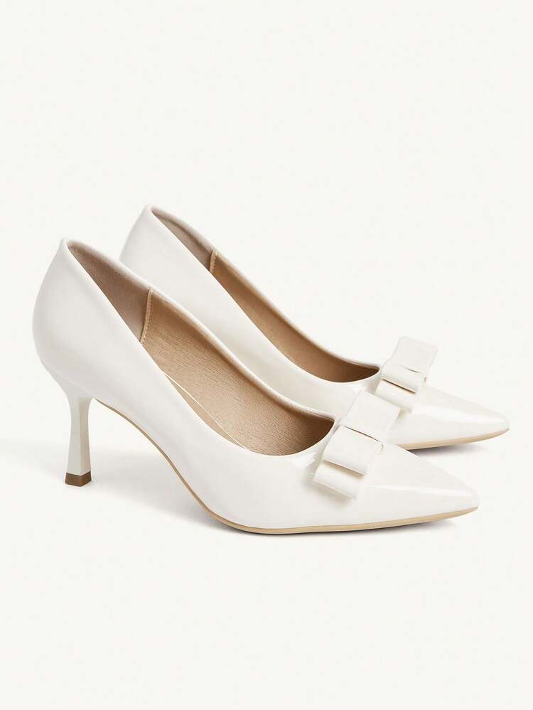 CUCCOO CHICEST 4-Season New Bowknot Pointed Toe Slim Heel Mid-Heel Elegant Commuter Style Simple Comfortable Green Patent Leather Women's High Heel Pumps, Suitable For St. Patrick's Day, Christmas, Date, Afternoon Tea, Workplace Chic Elegant Shoes Wedding Shoes Summer Shoes Bride Shoes