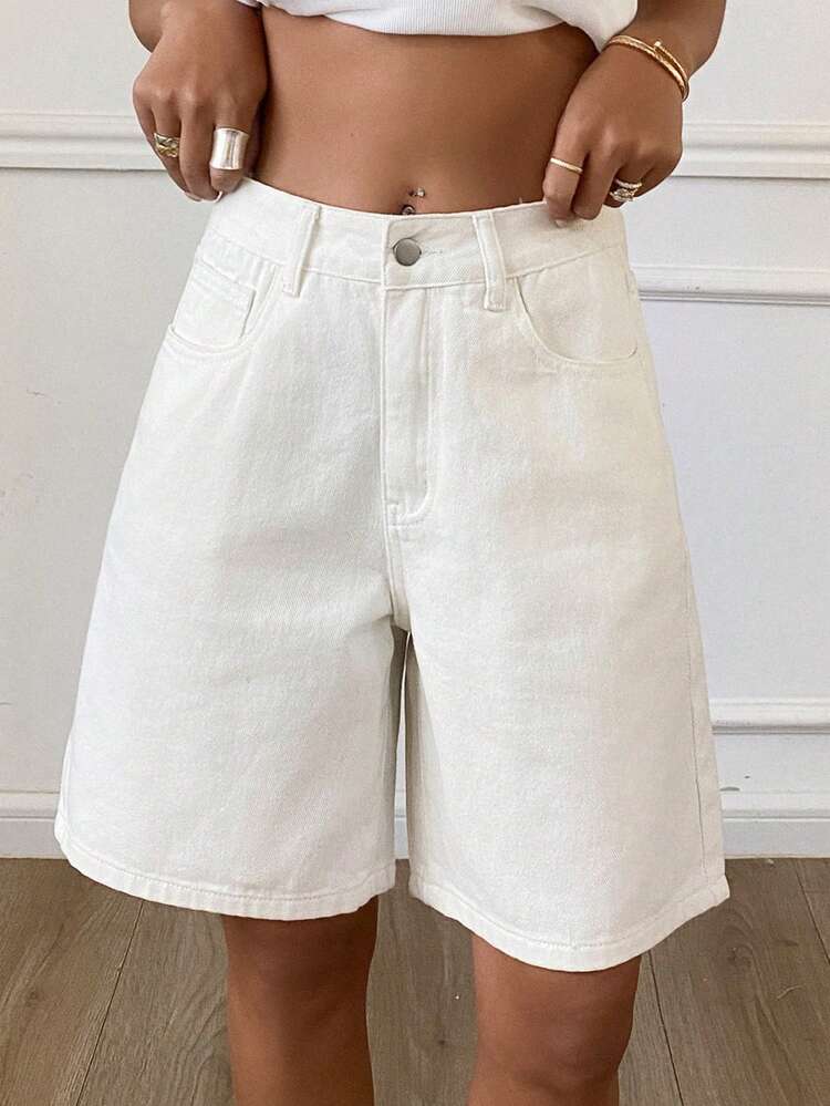 Women's Tall/Long Loose Low Waist Bermuda Denim Shorts, Casual City Style Jorts