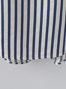 SHEIN Tall CURVE 大码女式法式休闲夏季V领短袖连衣裙 - 彩色 - 查看 5