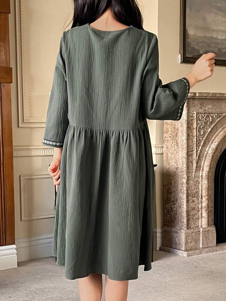 Ribbon Decor Loose Women's Summer Vacation Nightgown