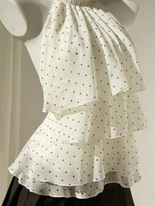 Elamini Women's Summer Vacation Polka Dot Print Ruffle Hem Halter Shirt - Multicolor - View 7