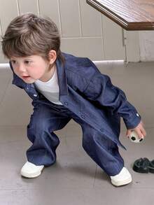 DAZY 男童韩版宽松牛仔套装，夏季 - 藍色 - 查看 6