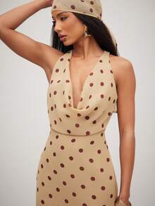 NYA SZN 连衣裙 长款头巾 垂领连衣裙 - 杏色 - 查看 4