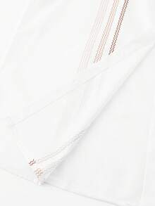 EGENSIO 男士印花翻领纽扣前开襟休闲短袖衬衫，夏季款 - 白色 - 查看 6