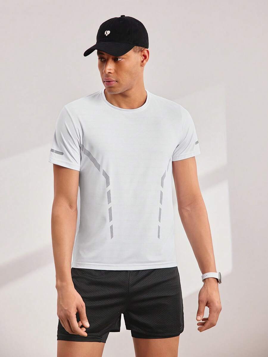 Driftmere 3pcs/Set Men's Summer Thin Quick Dry Mesh Breathable Elastic Fitness T-Shirt,Breathable/Comfortable ,For Daily Casual,Sports,Vacation Multiple Occasion - Multicolor - View 1