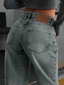 EURMUSE WOMEN LOW WAIST STRAIGHT Y2K WASH STREET WEAR - Light Wash - View 5