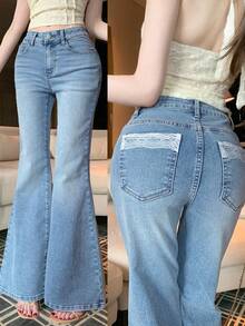 DAZY Women's Flare Jeans, Casual Sexy Denim Pants Y2k - Light Wash - View 1