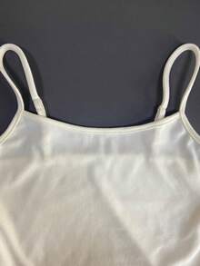 INAWLY Top de tirantes de uso diario versátil y casual de unicolor para mujer - Blanco - Ver 3