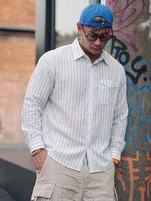 DAZY Men's Striped Long Sleeve Shirt, Spring - Multicolor - View 3