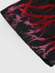 ROMWE MEN Street Life Men's Printed Woven Shorts, Suitable For Spring And Summer - Black - View 5