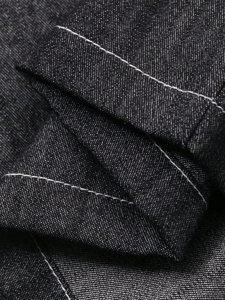 Toddler Boys' Turndown Collar Washed Korean Style Patchwork Short Sleeve Top