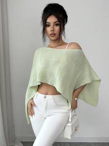 Elenzga Spring/Summer New Asymmetric Casual Commuting Pullover Sweater For Women - Green - View 8