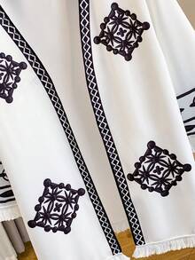 GlowEve Women's Floral Pattern Fringe Loose Open Front Regular Jacket - Multicolor - View 7