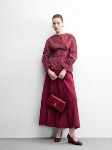 CUCCOO BIZCHIC Burgundy Crocodile Pattern Patent Leather Wedge Pumps, Retro, Fashionable And Versatile Commuting Style - Burgundy alligator pattern - View 6